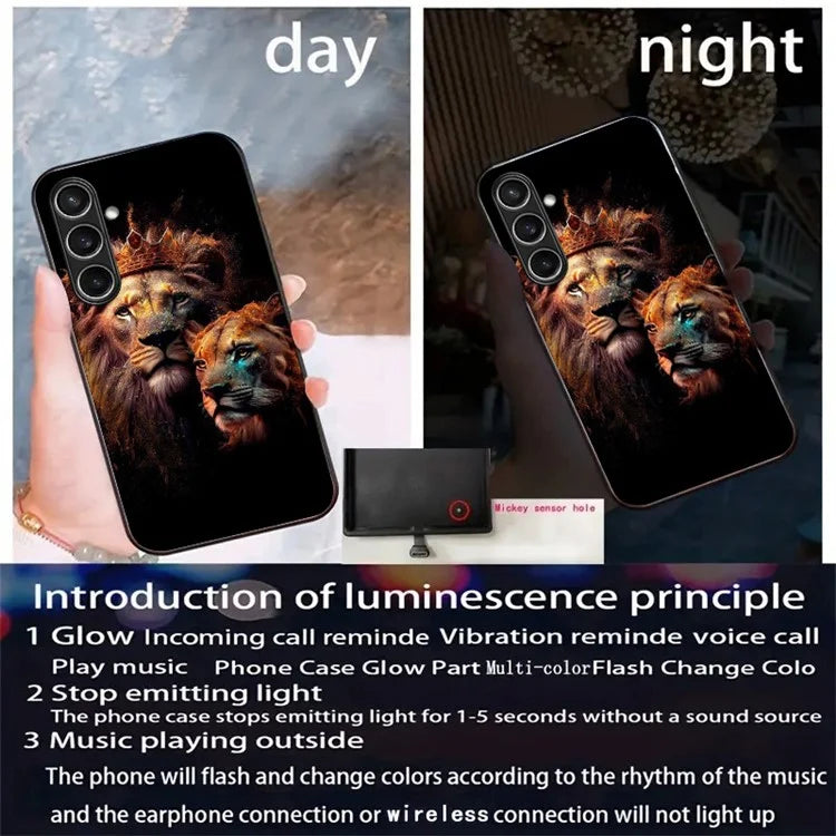 For Samsung Galaxy A55 5G Case Call Flash Series Pattern Printing Tempered Glass + TPU Combo Phone Case