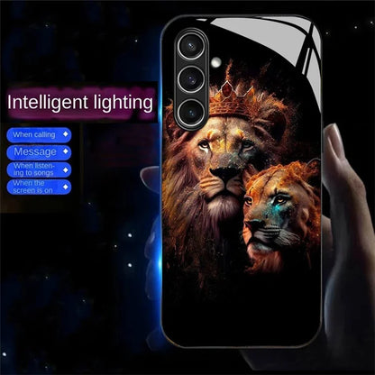 For Samsung Galaxy A55 5G Case Call Flash Series Pattern Printing Tempered Glass + TPU Combo Phone Case