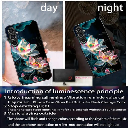 For Samsung Galaxy A55 5G Case Call Flash Series Pattern Printing Tempered Glass + TPU Combo Phone Case