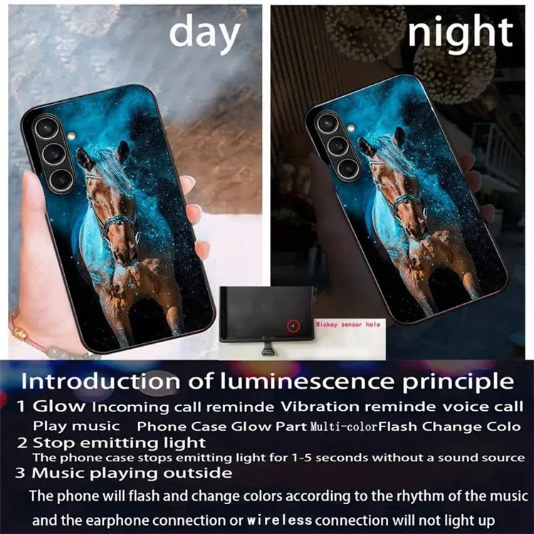 For Samsung Galaxy A55 5G Case Call Flash Series Pattern Printing Tempered Glass + TPU Combo Phone Case