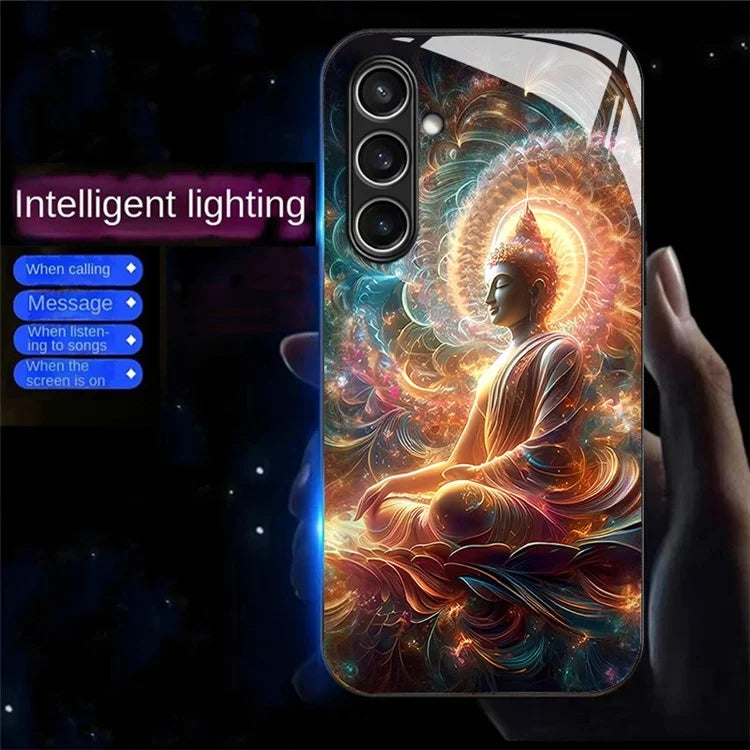 For Samsung Galaxy A55 5G Case Call Flash Series Pattern Printing Tempered Glass + TPU Combo Phone Case