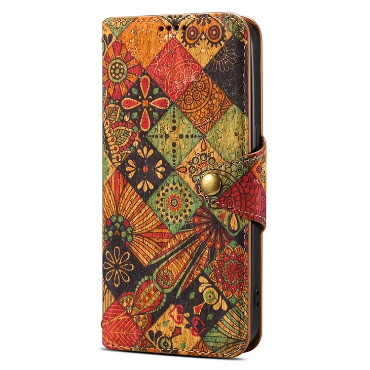 For iPhone 16 Pro Case Flower Printing Stand PU Leather Protective Phone Cover