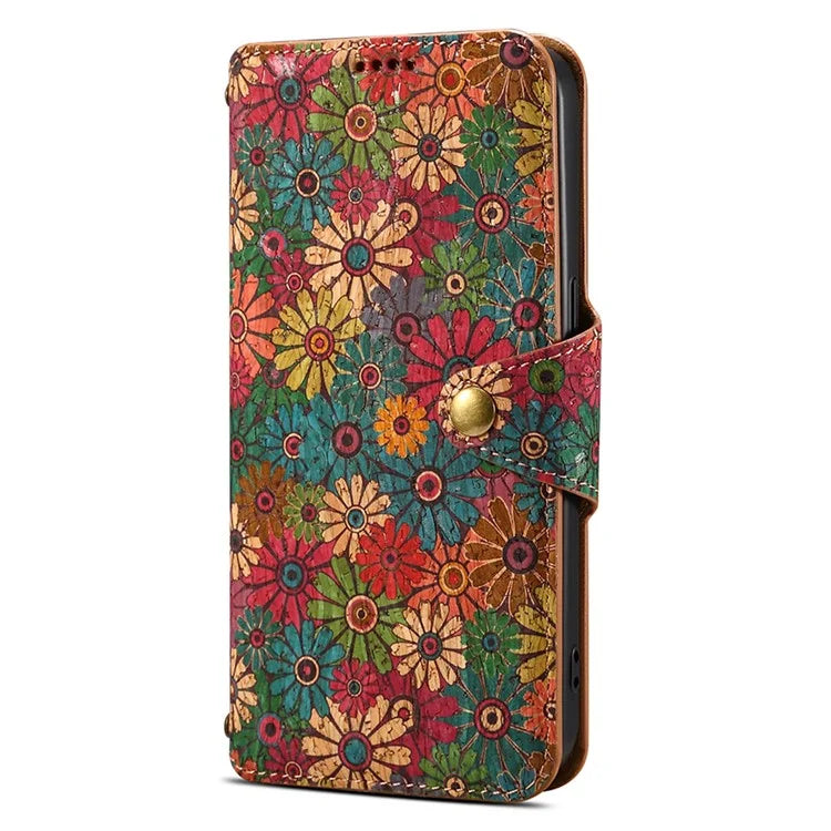 For iPhone 16 Pro Case Flower Printing Stand PU Leather Protective Phone Cover