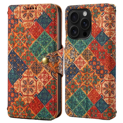 For iPhone 16 Pro Case Flower Printing Stand PU Leather Protective Phone Cover