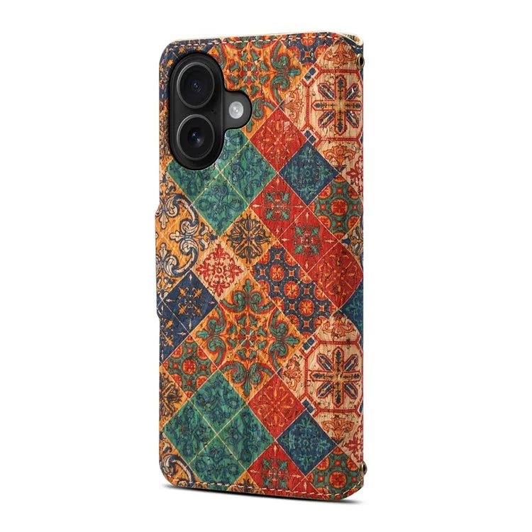 For iPhone 16 Plus Case Flower Printing Stand PU Leather Protective Phone Cover