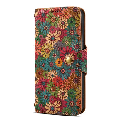 For iPhone 16 Case Flower Printing Stand PU Leather Protective Phone Cover