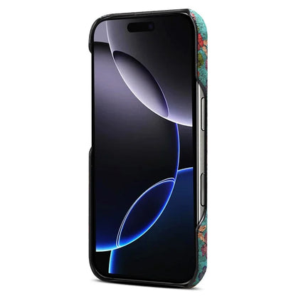 DENIOR For iPhone 16 Case Pattern Printed PU Leather+PC Phone Cover