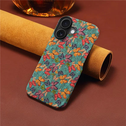DENIOR For iPhone 16 Case Pattern Printed PU Leather+PC Phone Cover