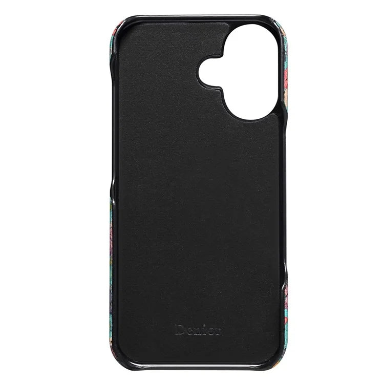 DENIOR For iPhone 16 Case Pattern Printed PU Leather+PC Phone Cover