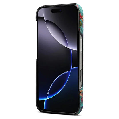 DENIOR For iPhone 16 Pro Case Pattern Printed PU Leather+PC Phone Cover