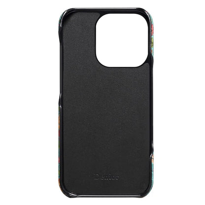 DENIOR For iPhone 16 Pro Case Pattern Printed PU Leather+PC Phone Cover