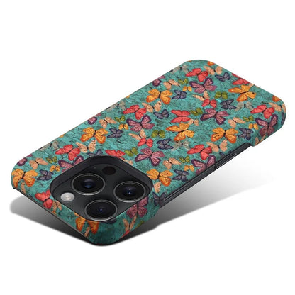 DENIOR For iPhone 16 Pro Case Pattern Printed PU Leather+PC Phone Cover