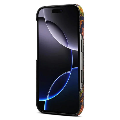 DENIOR For iPhone 16 Pro Case Pattern Printed PU Leather+PC Phone Cover