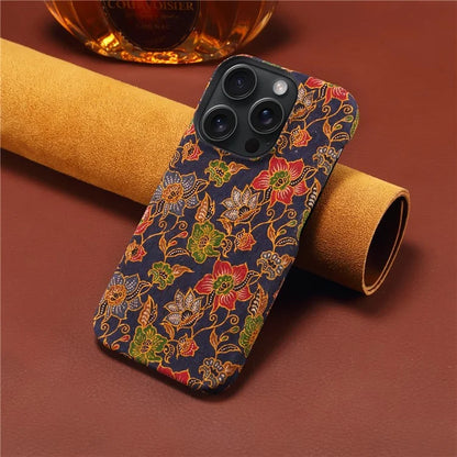 DENIOR For iPhone 16 Pro Case Pattern Printed PU Leather+PC Phone Cover