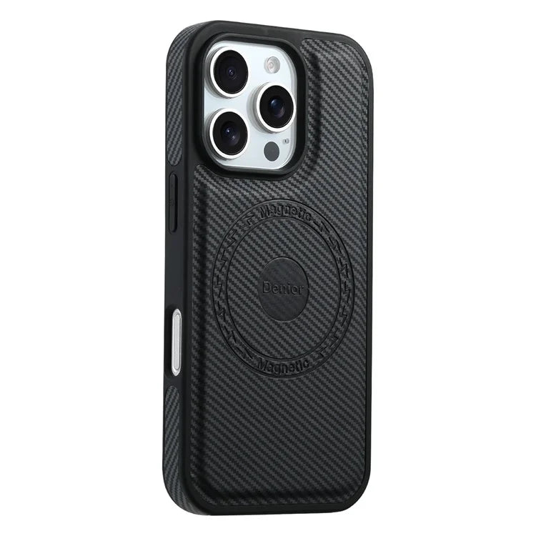 DENIOR For iPhone 16 Pro Max Case Compatible with MagSafe Carbon Fiber Texture Leather Back Cover