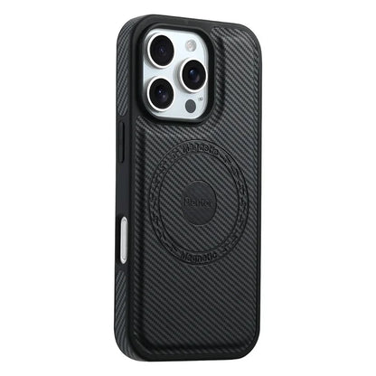 DENIOR For iPhone 16 Pro Max Case Compatible with MagSafe Carbon Fiber Texture Leather Back Cover