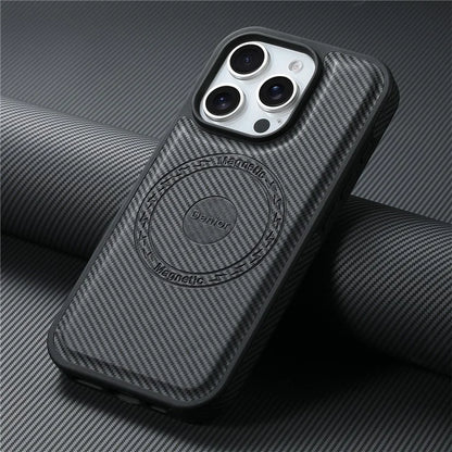 DENIOR For iPhone 16 Pro Max Case Compatible with MagSafe Carbon Fiber Texture Leather Back Cover