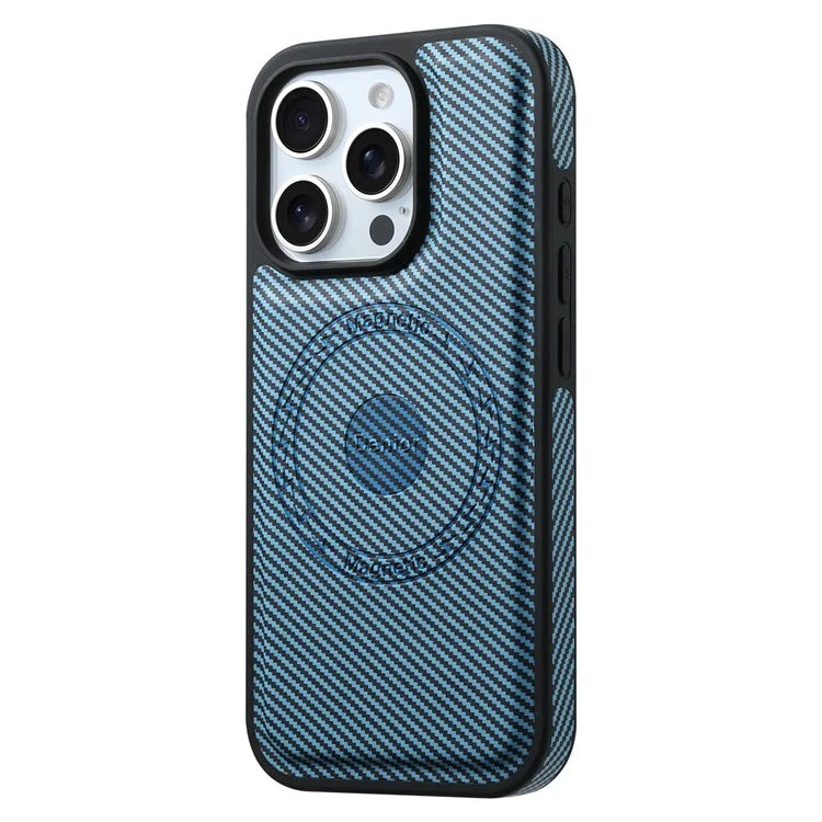 DENIOR For iPhone 16 Pro Max Case Compatible with MagSafe Carbon Fiber Texture Leather Back Cover
