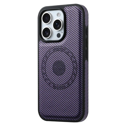 DENIOR For iPhone 16 Pro Max Case Compatible with MagSafe Carbon Fiber Texture Leather Back Cover