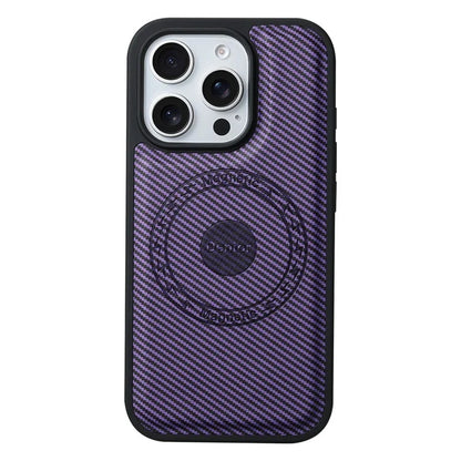 DENIOR For iPhone 16 Pro Max Case Compatible with MagSafe Carbon Fiber Texture Leather Back Cover