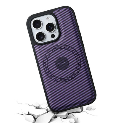 DENIOR For iPhone 16 Pro Max Case Compatible with MagSafe Carbon Fiber Texture Leather Back Cover