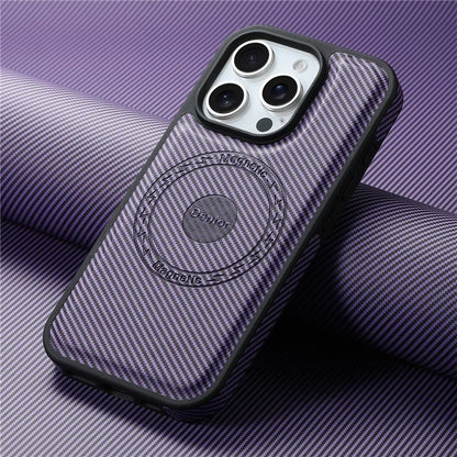 DENIOR For iPhone 16 Pro Max Case Compatible with MagSafe Carbon Fiber Texture Leather Back Cover