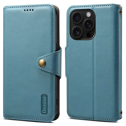 DENIOR For iPhone 16 Pro Case Wallet Cowhide Texture Leather Phone Cover