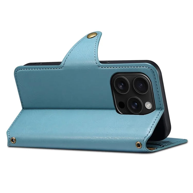 DENIOR For iPhone 16 Pro Case Wallet Cowhide Texture Leather Phone Cover