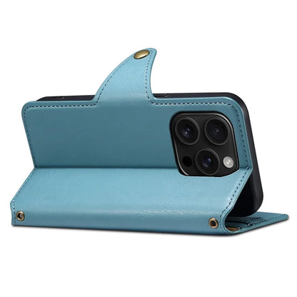 DENIOR For iPhone 16 Pro Case Wallet Cowhide Texture Leather Phone Cover