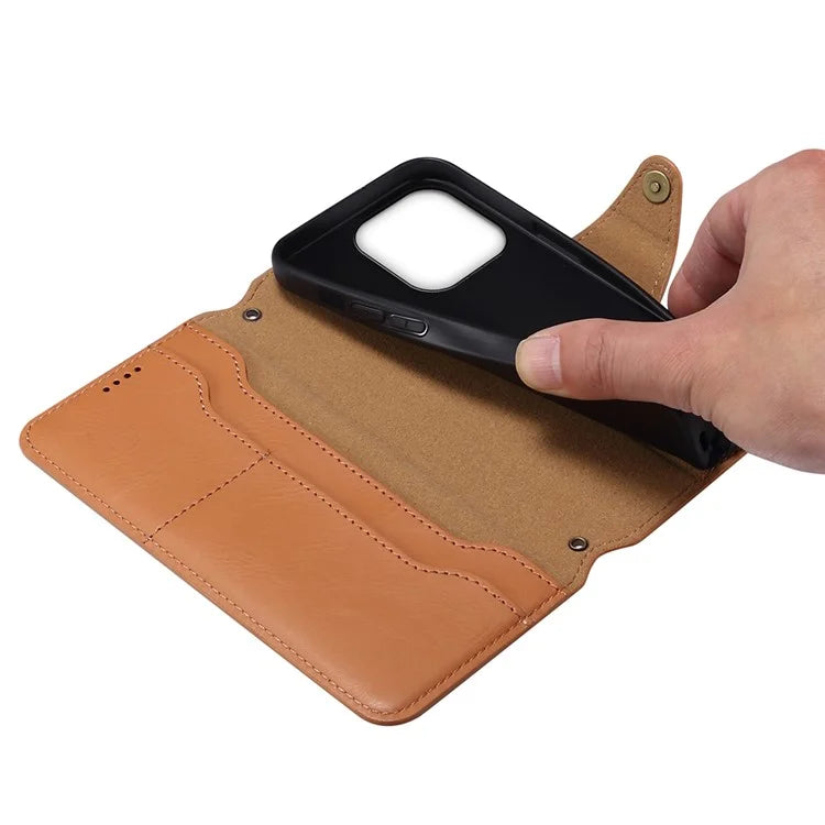DENIOR For iPhone 16 Pro Case Wallet Cowhide Texture Leather Phone Cover