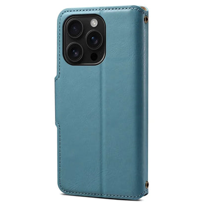 DENIOR For iPhone 16 Pro Case Wallet Cowhide Texture Leather Phone Cover