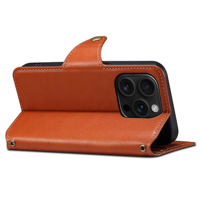 DENIOR For iPhone 16 Pro Case Wallet Cowhide Texture Leather Phone Cover