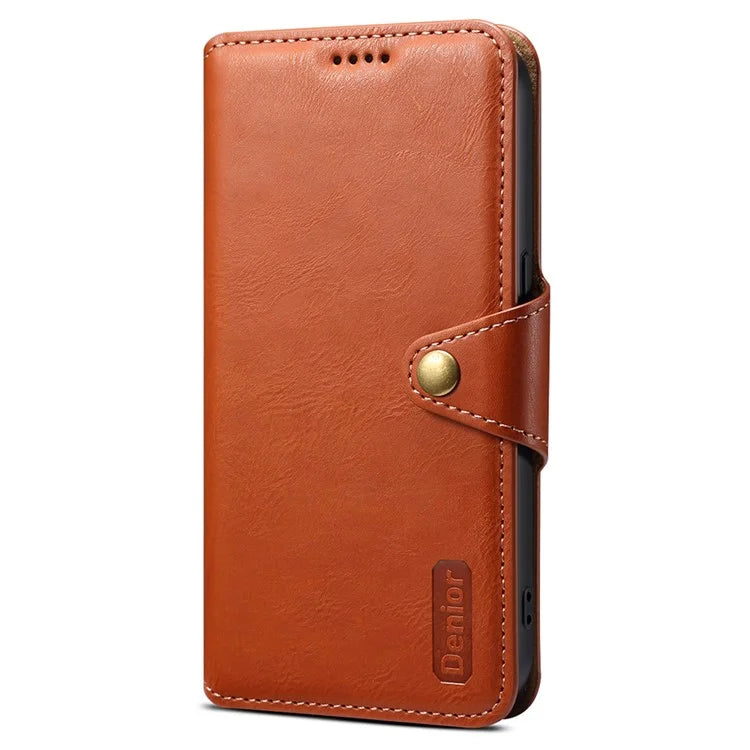 DENIOR For iPhone 16 Pro Case Wallet Cowhide Texture Leather Phone Cover