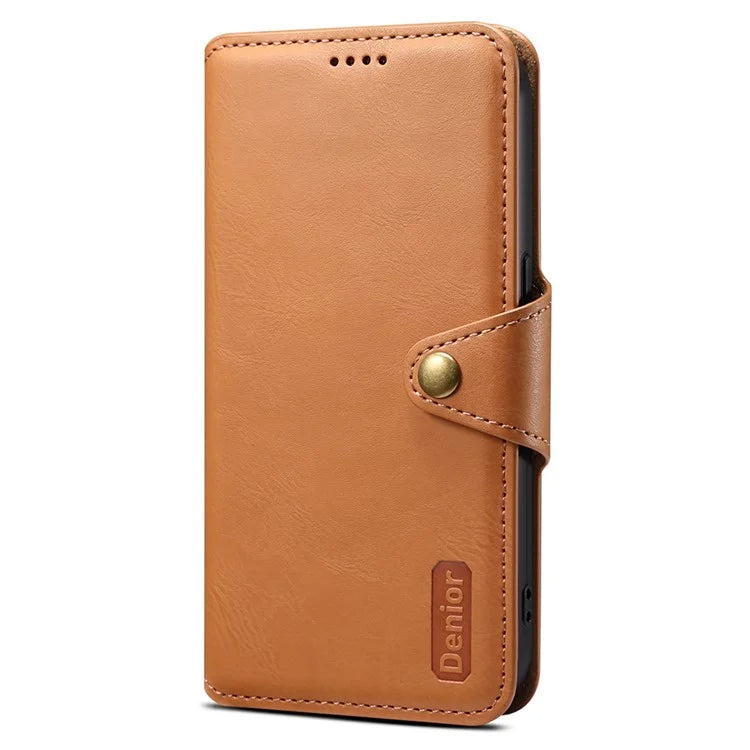 DENIOR For iPhone 16 Plus Case Wallet Cowhide Texture Leather Phone Cover
