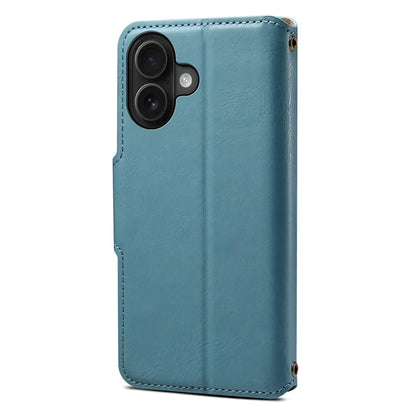 DENIOR For iPhone 16 Plus Case Wallet Cowhide Texture Leather Phone Cover