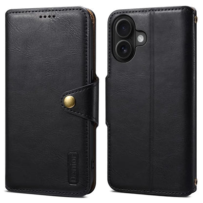 DENIOR For iPhone 16 Plus Case Wallet Cowhide Texture Leather Phone Cover