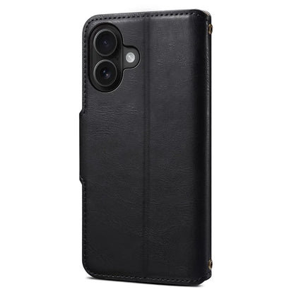 DENIOR For iPhone 16 Plus Case Wallet Cowhide Texture Leather Phone Cover
