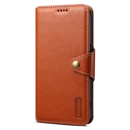 DENIOR For iPhone 16 Case Wallet Cowhide Texture Leather Phone Cover