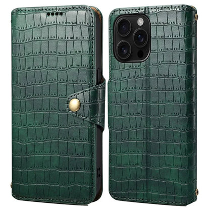 For iPhone 16 Pro Case Wallet Crocodile Texture Leather Phone Cover