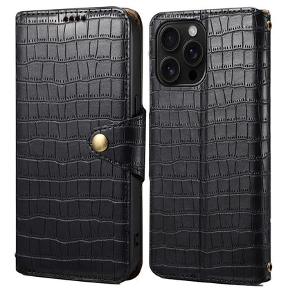 For iPhone 16 Pro Case Wallet Crocodile Texture Leather Phone Cover