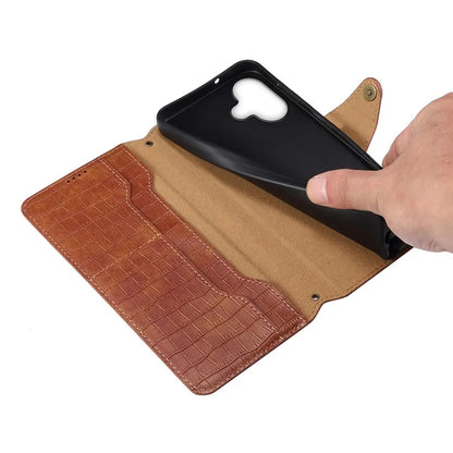 For iPhone 16 Plus Case Wallet Crocodile Texture Leather Phone Cover