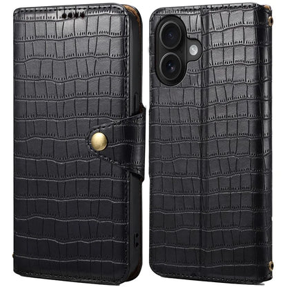 For iPhone 16 Plus Case Wallet Crocodile Texture Leather Phone Cover