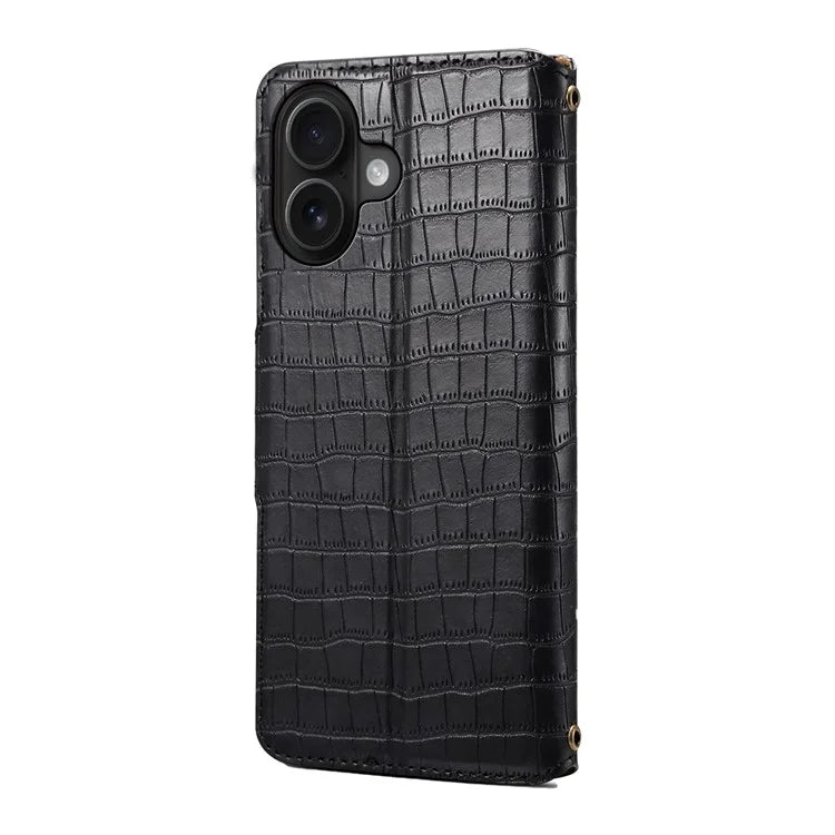 For iPhone 16 Plus Case Wallet Crocodile Texture Leather Phone Cover