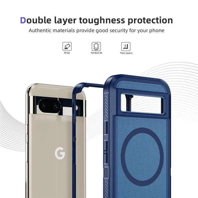 For Google Pixel 8a Case Matte TPU+PC Back Drop-Proof Phone Cover Compatible with MagSafe