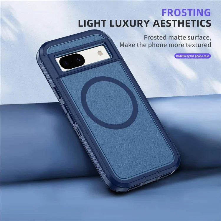 For Google Pixel 8a Case Matte TPU+PC Back Drop-Proof Phone Cover Compatible with MagSafe