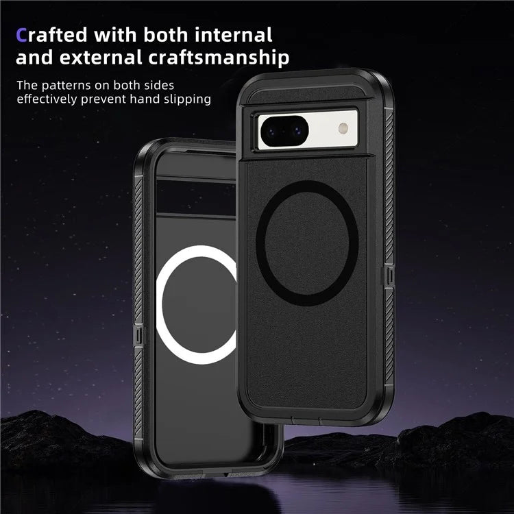 For Google Pixel 8a Case Matte TPU+PC Back Drop-Proof Phone Cover Compatible with MagSafe