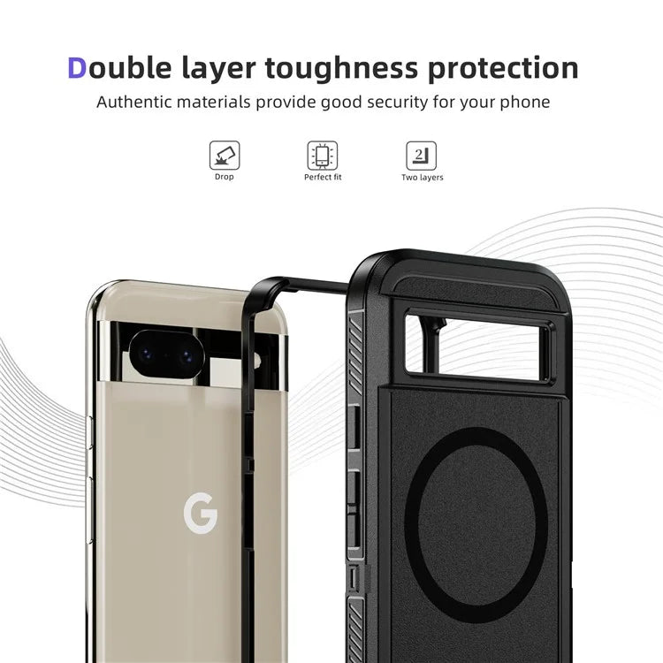 For Google Pixel 8a Case Matte TPU+PC Back Drop-Proof Phone Cover Compatible with MagSafe