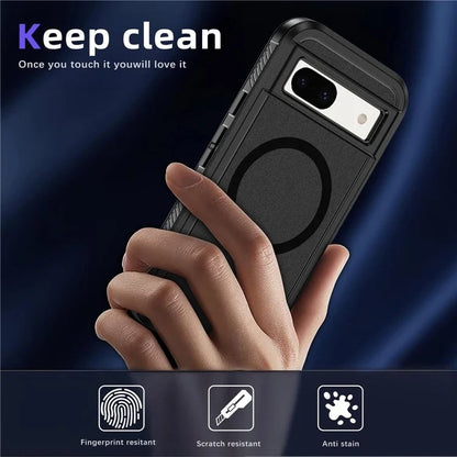 For Google Pixel 8a Case Matte TPU+PC Back Drop-Proof Phone Cover Compatible with MagSafe