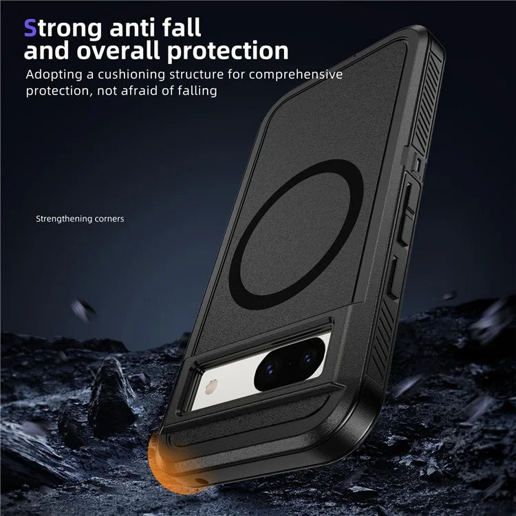 For Google Pixel 8a Case Matte TPU+PC Back Drop-Proof Phone Cover Compatible with MagSafe