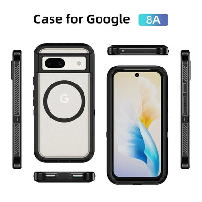 For Google Pixel 8a Case Matte TPU+PC Back Drop-Proof Phone Cover Compatible with MagSafe
